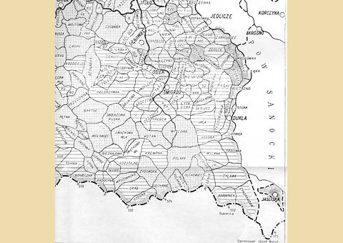 Miniatura: Fragment mapy własności wsi w Powiecie Beckim