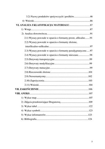 Strona 5 pracy „Nazwy sprzętów kuchennych, produktów spożywczych i posiłków w polszczyźnie mówionej mieszkańców Draganowej koło Dukli”