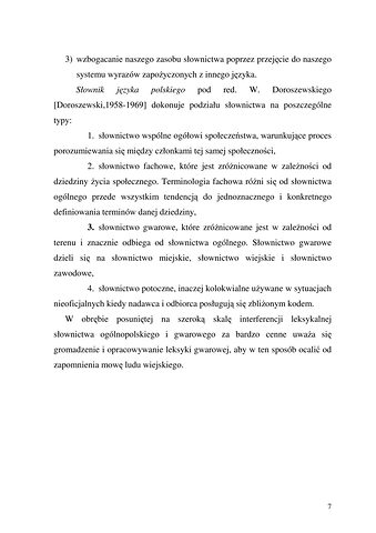 Strona 7 pracy „Nazwy sprzętów kuchennych, produktów spożywczych i posiłków w polszczyźnie mówionej mieszkańców Draganowej koło Dukli”
