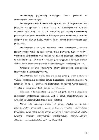 Strona 11 pracy „Nazwy sprzętów kuchennych, produktów spożywczych i posiłków w polszczyźnie mówionej mieszkańców Draganowej koło Dukli”