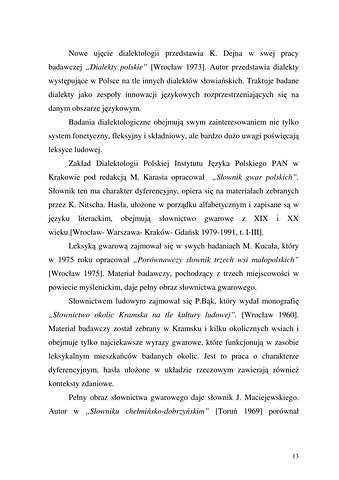 Strona 13 pracy „Nazwy sprzętów kuchennych, produktów spożywczych i posiłków w polszczyźnie mówionej mieszkańców Draganowej koło Dukli”