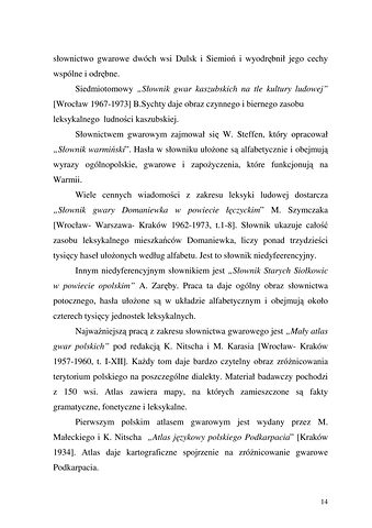 Strona 14 pracy „Nazwy sprzętów kuchennych, produktów spożywczych i posiłków w polszczyźnie mówionej mieszkańców Draganowej koło Dukli”