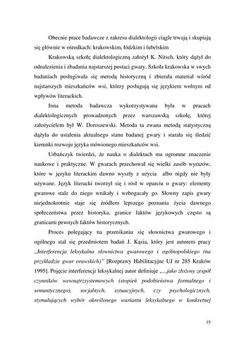 Strona 15 pracy „Nazwy sprzętów kuchennych, produktów spożywczych i posiłków w polszczyźnie mówionej mieszkańców Draganowej koło Dukli”