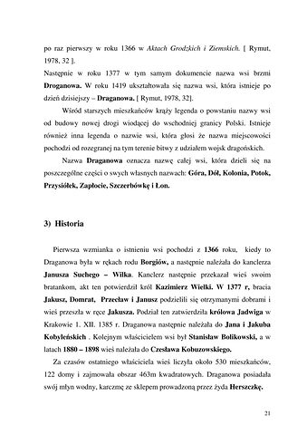 Strona 21 pracy „Nazwy sprzętów kuchennych, produktów spożywczych i posiłków w polszczyźnie mówionej mieszkańców Draganowej koło Dukli”