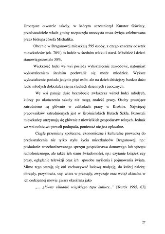 Strona 27 pracy „Nazwy sprzętów kuchennych, produktów spożywczych i posiłków w polszczyźnie mówionej mieszkańców Draganowej koło Dukli”