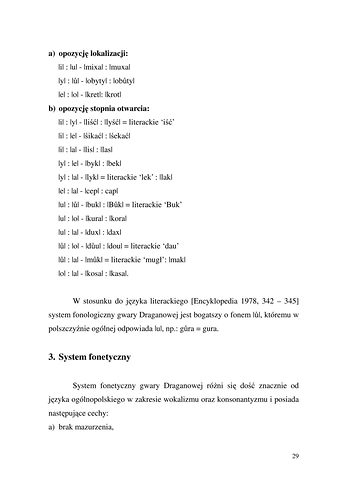 Strona 29 pracy „Nazwy sprzętów kuchennych, produktów spożywczych i posiłków w polszczyźnie mówionej mieszkańców Draganowej koło Dukli”