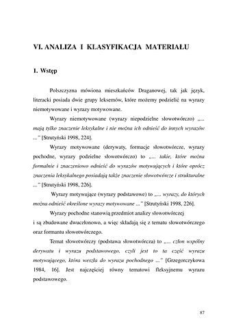 Strona 87 pracy „Nazwy sprzętów kuchennych, produktów spożywczych i posiłków w polszczyźnie mówionej mieszkańców Draganowej koło Dukli”
