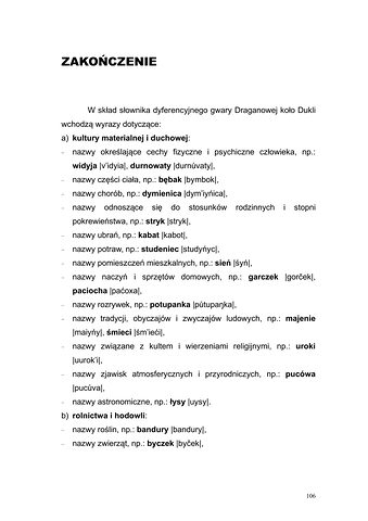 Strona 103 pracy „Słownik dyferencyjny gwary Draganowej koło Dukli”