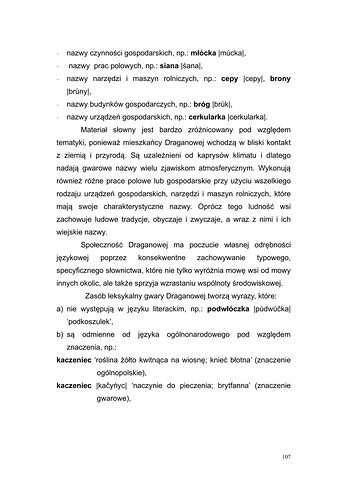 Strona 104 pracy „Słownik dyferencyjny gwary Draganowej koło Dukli”