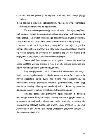 Strona 105 pracy „Słownik dyferencyjny gwary Draganowej koło Dukli”